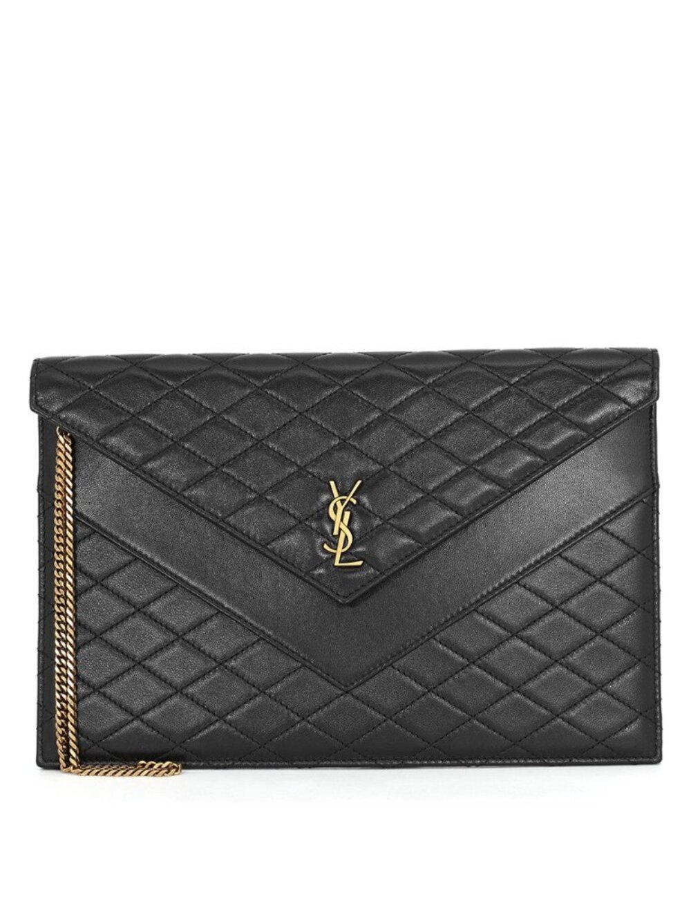 Saint Laurent Paris Clutch Gaby Lambskin Black